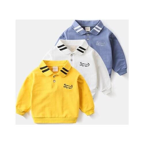 2021 New Boy Sweatshirt Korean New Baby Casual Turn Down T Shirt Children Spring and Autumn Baby Clothes Kids Sweatshirt 2-8Y