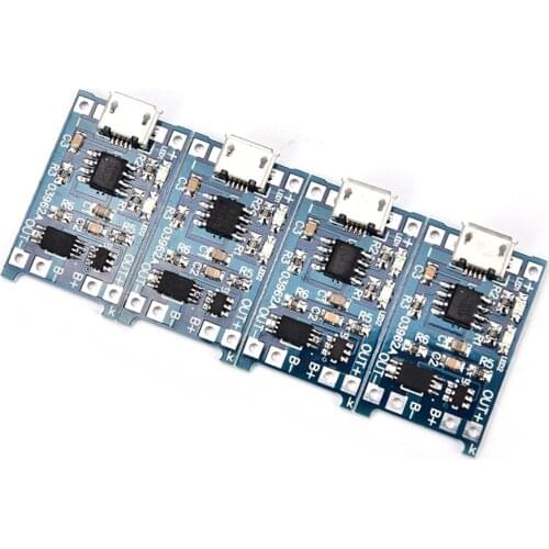 4Pcs/lot 5V Micro USB 1A 18650 Lithium Battery Charging Board Charger Module+Protection Dual Functions