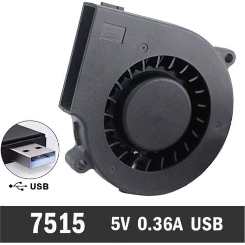 5pcs/lot Gdstime Black Brushless DC Cooling Blower Fan USB 5V 75mm 7515S 75x15mm Centrifugal Fans