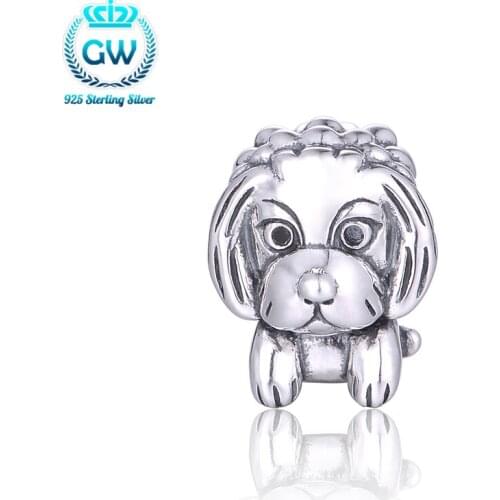 925-Sterling-Silver Dog Charm For Jewelry Animal Charm Bracelets Brand GW Jewelry Beads & Diy Jewelry Making T186