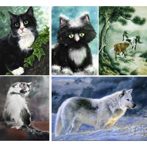 DIY The black cat 5D diamond mosaic rhinestone diamond embroidery wolf crafts square home decor diamond painting unicorn FG1859
