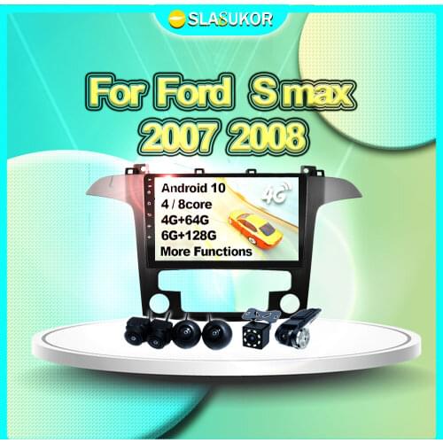 6+128G For Ford S-Max S max 2007 2008 Android Auto Multimedia Video Car Radio Navigation GPS 4G Carplay Player DVD No 2din 2 din