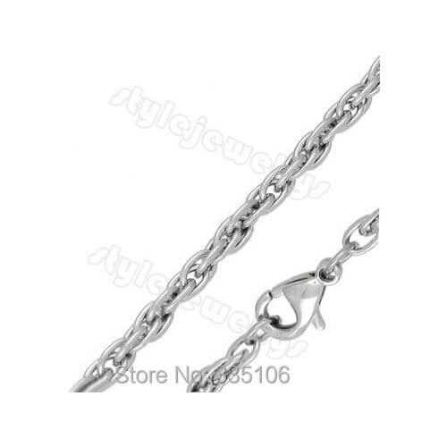 Free shipping! Elliptical Link Necklace Silver Color Stainless Steel Fashion Rope link Chain Necklace Lobster Clasp SCH0011