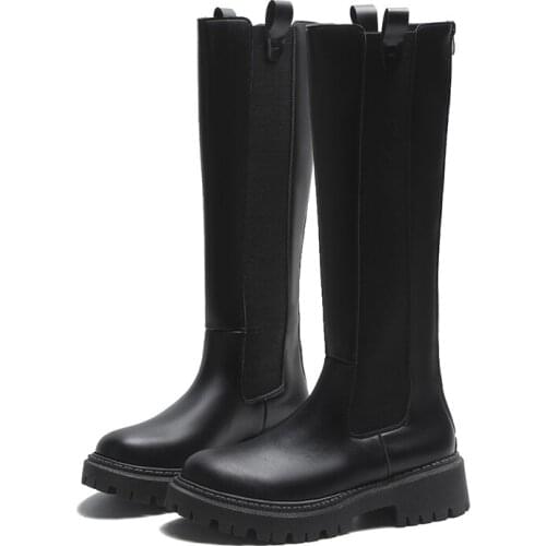 Women Boots Ladies Shoes Woman Boots Slip on Ankle Mid Calf Boots Platform Non Slip PU Leather Soft Footwear Woman Fashion 2021