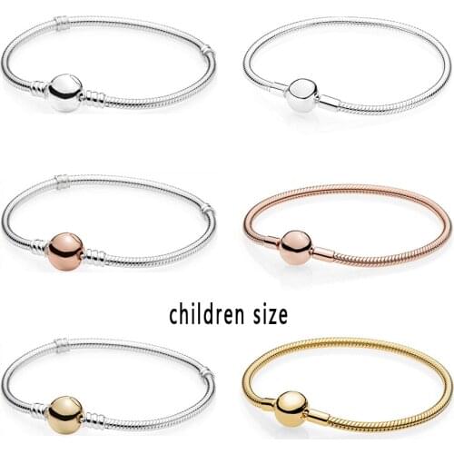 2019 NEW 100% 925 Sterling Silver Classic Bracelet Rose Gold Small Size Charm Bead Fit Girl DIY Crystal Bracelets Jewelry Gift