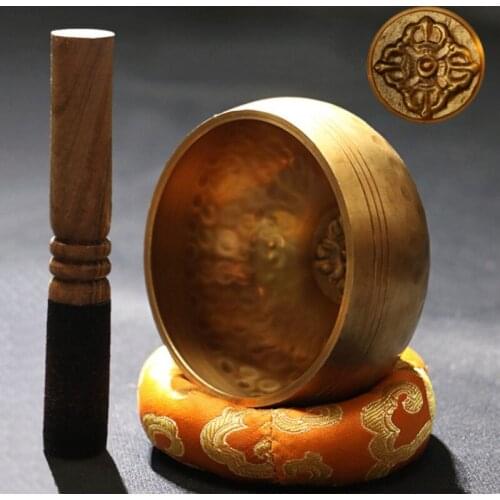 Copper Buddha Sound Bowl Yoga Meditation Instruments Singing Bowl Handicraft Music Therapy Tibetan Bowl Home Decoration Bowls L