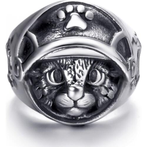 Elfasio Womens Cat Ring Girl Stainless Steel Cool Rings Jewelry