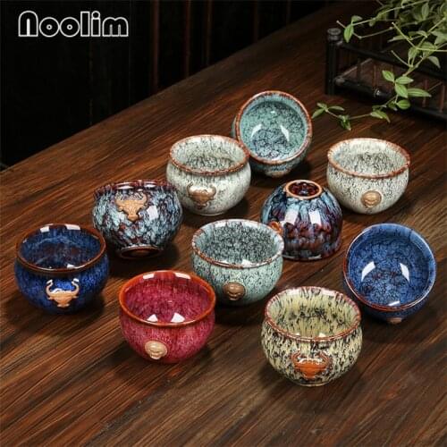 Ceramic Kiln Change Glazed Master Tea Cup Suet Jade Hand Painted Kung Fu Tea Set Chinese Teaware Coffee Mug Drinkware 120ML