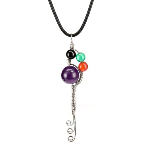 Korean temperament Creativity crystal Pendant Copper wire wrapped Natural rough stone accessories