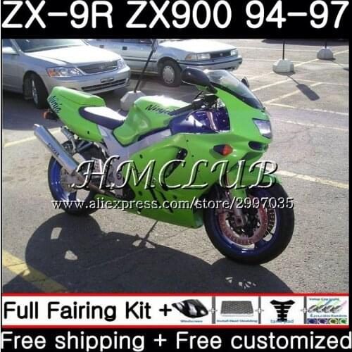 Body For KAWASAKI NINJA ZX900 ZX-9R 1994 1995 1996 1997 66HC.17 ZX 9 R 94 97 ZX 9R 900CC Gloss green ZX9R 94 95 96 97 Fairing