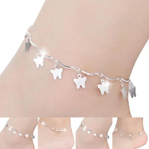 80% Hot Sale Women Chic Silver Plated Butterfly Stars Bell Charm Anklet Bracelet Foot Chain