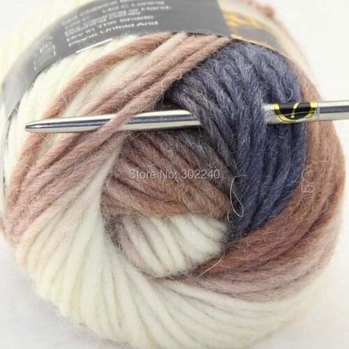 Lot of 1 skeins x 50g Chunky Hand Coarse Knitting Scores wool yarn Dark Bronze White Cool Grey 832