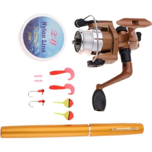 Mini Portable Pocket Pen Size Fishing Rod Spinning Reel Line Hook Bait Set for Saltwater Freshwater Fishing