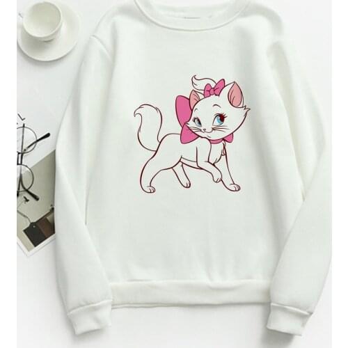 Mary Cat Fashion Sweatshirt Women 2021 New Autumn Aesthetic Hoodie Long Sleeve Kawaii Harajuku Sweat Oversize Sport Top for Girl