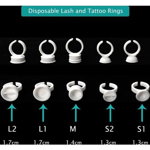 100 Pieces/Set Eyelash Extension Glue Rings Glue Holder Tool Kit Set Professional Makeup Disposable Adhesive Eyelash White Color