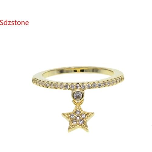 2019 New Fashion Ring Moon & Star Dazzling pinky Finger Ring For Women Girls Jewelry Wedding Engagement Jewelry Gifts