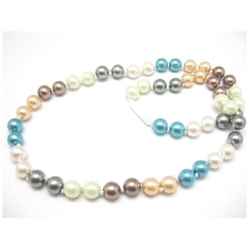 Wholesale price hot sale multicolor shell simulated-pearl necklace round 8mm beads elegant women jewelry making 18inch F322PE