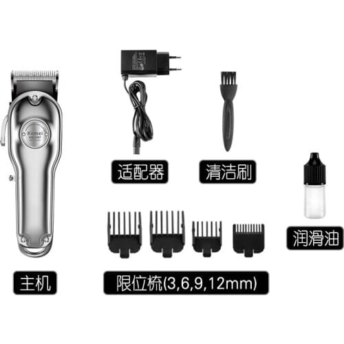 Kemei cross border golden km1987 barber rechargeable adjustable carbon steel blade metal body electric push shear