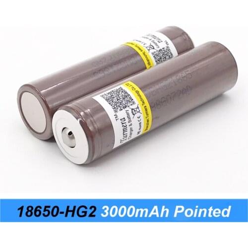3000mah 30A Rechargeable Lithium Battery 18650 HG2 with Pointed for 18650 Power Bank and Headlamp Flashlight Battery Use Turmera