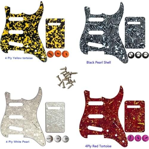 Pleroo Guitar Pickguard - For USA\ Mexico Fd Strat 72' 11 Screw Hole Standard St & Back Plate & Control Knob Multi Color Choice