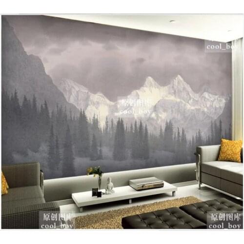 Custom 3d murals wallpaper for walls 3 d Simple snow mountain pine forest landscape mural background wall papers home decoration
