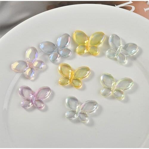 Transparent AB Colors Jewelry Acrylic Butterfly Chunky Beads Fashion Earring Necklace Ornament Accessories Making Beading 50pcs
