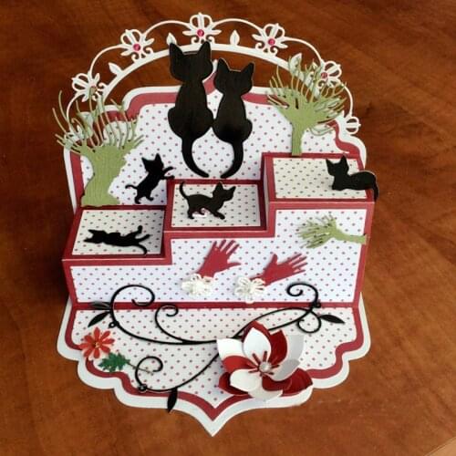 Cutting dies Couple Cats on Branch metal cutting dies cut die mold Scrapbook paper craft knife mould blade punch stencils dies