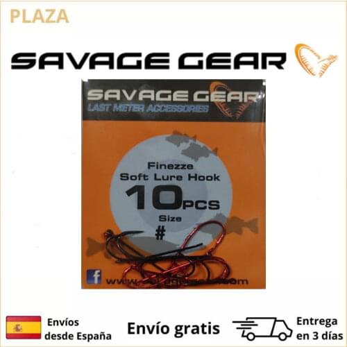 SAVAGE GEAR hooks soft lures vinyl "Finezze Softlure" - 10 PCs (5 red and 5 Black)
