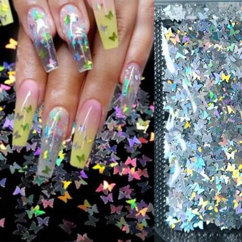 Ultrathin 3mm Butterfly Sequins Laser Glitter Nail Sequins Paillettes 12colors 2Shapes Sequin for Nails Art Wedding Decoration