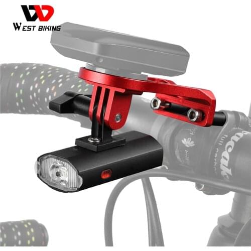 WEST BIKING Bicycle Flashlight Aluminum Alloy Front Light with Gopro Mount Cycling Bike Parts Quick Release Bike Computer Holder