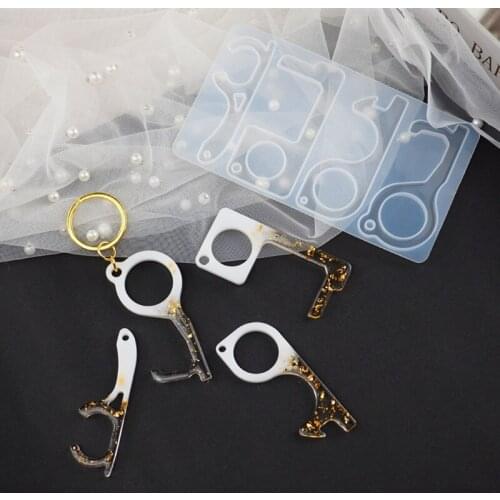 Zero Touch Keychain Resin Casting Mold Open Door Helper Contactless Keyring Mold F3MF