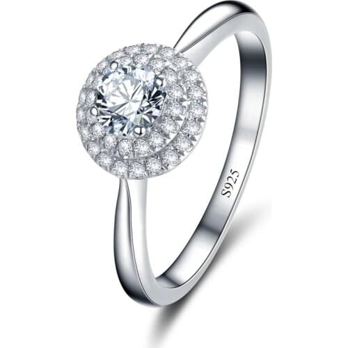 Hainon Silver Color Wedding Rings For Women Round Luxury Cz Jewelry Bague Bijoux Femme Engagement ring Accessories