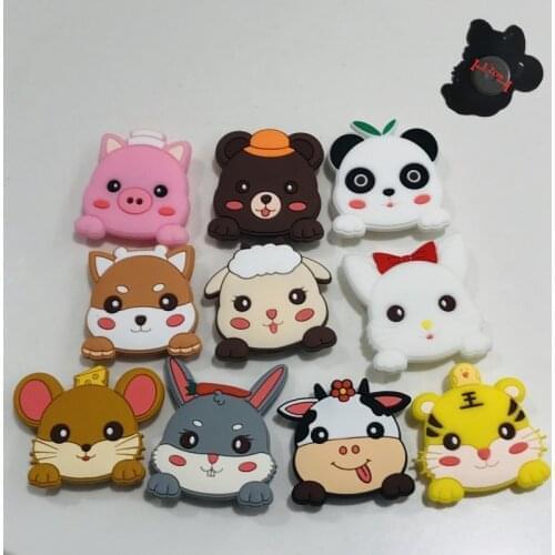 10PCS PVC Kawaii Cartoon Animals Fridge Magnetic Sticker Pig Panda Sheep Rabbit Lion Cat Refrigerator Magnets Children Gifts