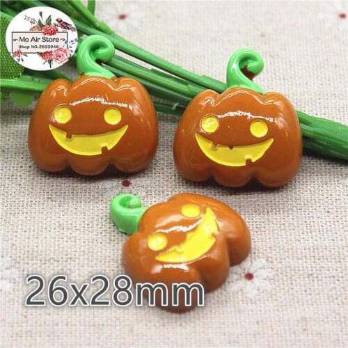 10pcs Resin halloween pumpkin flat back Cabochon Art Supply Decoration Charm Craft DIY hair bow center 26x28mm