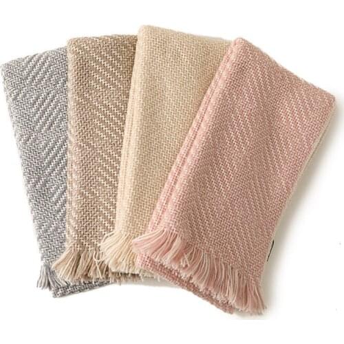 100%cashmere two-tone yarns knit women new fashion scarfs shawl pashmina 50x190cm