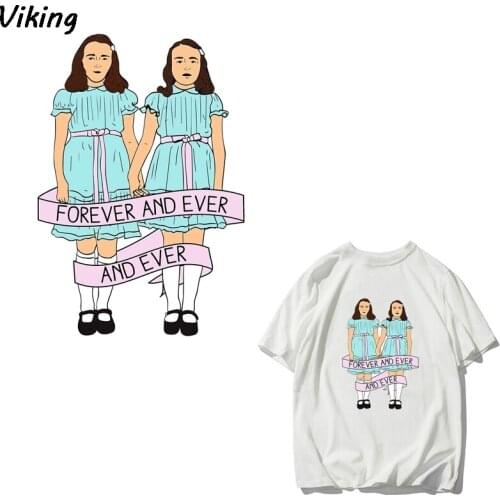 20pcs/lot G1325 Horror Sister Patches Heat Transfer Patches Stickers Iron-on Clothing DIY Thermal Patches For Clothing Bag