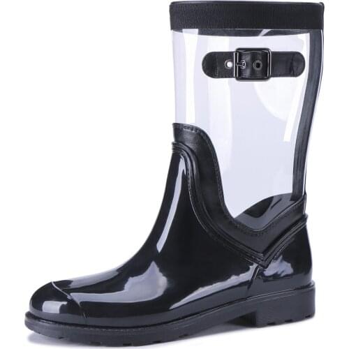 253-980 TONGPU Ladys Half Waterproof Rain Boots with Clear Upper