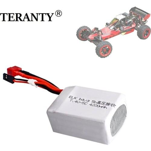 2S 7.4V 4200mAh Lipo Battery 5C T Balance Tamiya Futaba Plug Connector for 5t 5sc ELK Baja RC Racing Remote Control Car