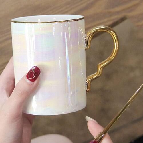 375ml Ceramic Mug Aurora Coffee Mug With Lid Handgrip Milk Couple Water Cup For Office Home Use tazas de café Gifts Box
