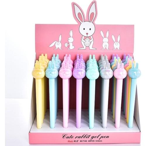 40 pcs/lot Kawaii Colorful Rabbit Gel Pen Cute 0.5 mm black ink Neutral Pen School Office writing Supplies Promotional Gift