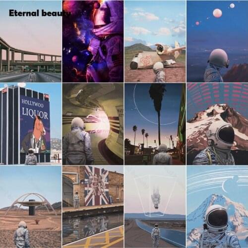 5D Diy Diamond Painting Astronaut Series Landscape Art Diamond Mosaic Cross Stitch Kits Needlework Diamond Embroidery Handmade