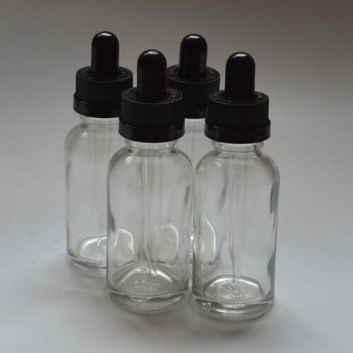 Promotion Clear 30ML Glass Bottle With Child proof Cap and Glass Droppers 1Oz Vial