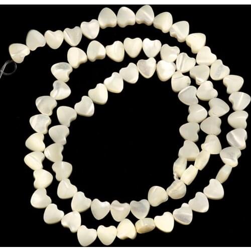 Heart Shape White Smooth Natural Trochus Mother of Pearl Shell Beads 5mm For Jewelry Making Natural Stone Bead DIY Ring Necklace