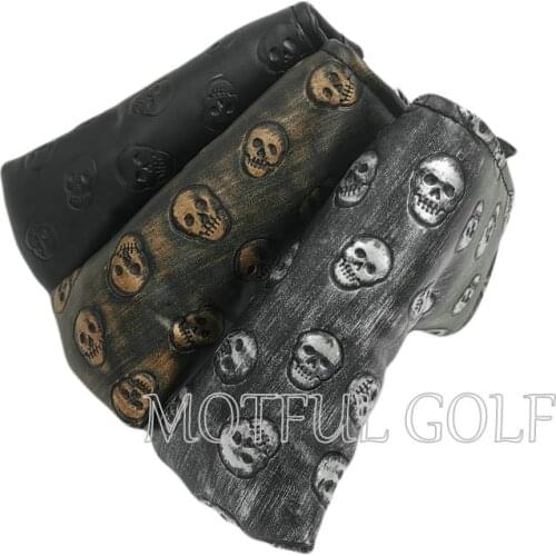 Golf Putter Head cover 3D Skull style Putters Head Cover PU Protect Velcro Sticker Covers