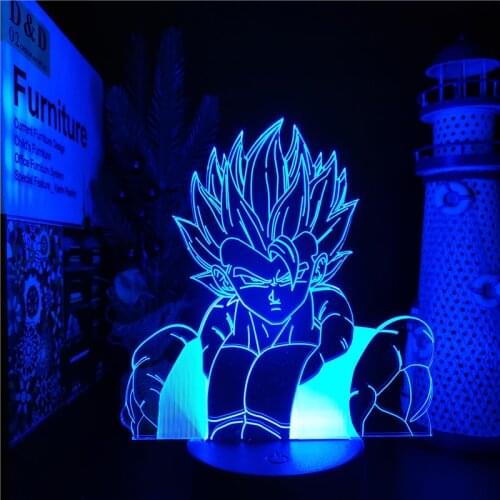 Dragon Ball Z 3D Night Light Super Gogeta Bust Model Anime Figure LED Lamp Manga Luminaria Lampara Led DBZ Goku Lamps Home Decor