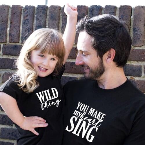 Wild Thing You Make My Heart Sing Daddy and Me Tshirt Summer Casual Short Sleeve Father Son Matching Shirts Fathers Day TShirts