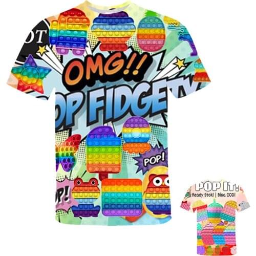 Fashion POP It T Shirt Teens Family Games T-shirt Oversize Tshirt Kids Summer Short Sleeve Pop Fidget Tee Tops 3D Streetwear Men