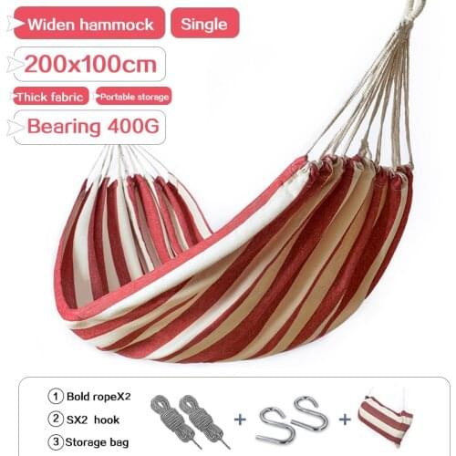 Hammock outdoor single widening swing student indoor bedroom dormitory thick canvas camping anti-rollover hanging chair200X100cm