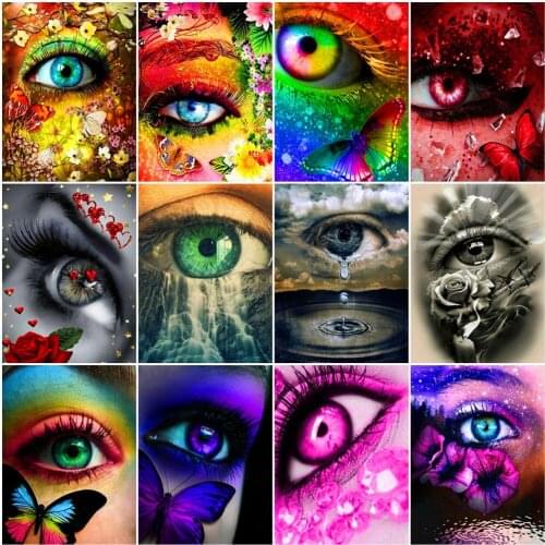 HUACAN Painting By Numbers Eye Pictures By Number Flower Girl For Adults 50x40cm Home Decoration Room Wall Art