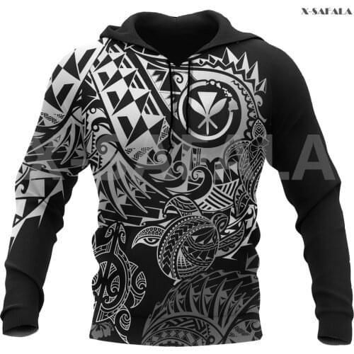 Hawaii Polynesia Tattoo Viking 3D Over Printed Hoodie Man Women Unisex Harajuku A49 Outwear Zipper Pullover Sweatshirt Casual